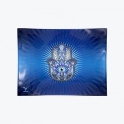 VASSOIO IN VETRO PICCOLO - HAMSA BLU