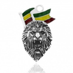 pendente in pewter leone con bandiera africa