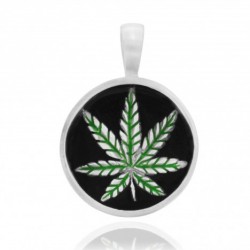 pendente in pewter cannabis verde