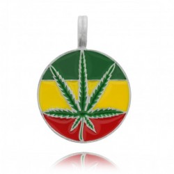 pendente in pewter cannabis leaf con bandiera africa