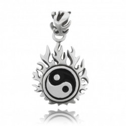 pendente in pewter Yin Yang fuoco