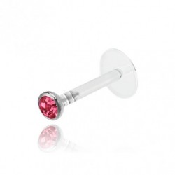 labret flessibile in acrilico pietra cristallo rosa dm 1.2 mm lunghezza 8mm