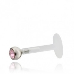 labret flessibile in acrilico pietra rosa dm 1.2 mm lunghezza 8mm