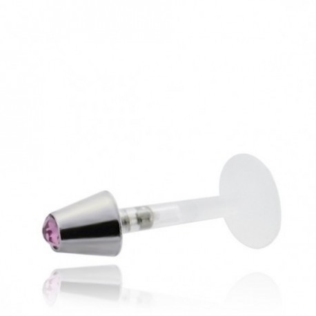 labret a cono flessibile in acrilico pietra rosa dm 1.2 mm lunghezza 8mm