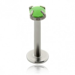 labret in acciaio chirurgico con pietra verde in acrilico neon dm 1.2 mm lunghezza 8mm