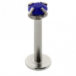 labret in acciaio chirurgico con pietra blu in acrilico neon dm 1.2 mm lunghezza 8mm