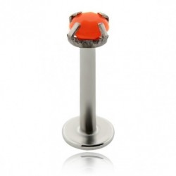 labret in acciaio chirurgico con pietra arancione in acrilico neon dm 1.2 mm lunghezza 8mm