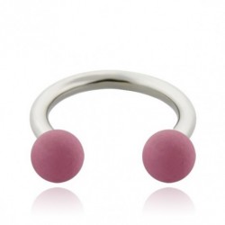 staffa circolare in acciaio chirurgico pallina rosa opaco pastello dm 1,2