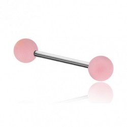 barretta in acciaio chirurgico palline in acrilico colore rosa dm1,6 mm