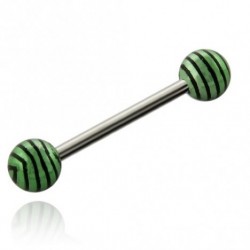 barretta in acciaio chirurgico a strisce colore verde metallizzato dm1,6 mm