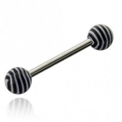 barretta in acciaio chirurgico palline a strisce nere colore pallina bianco metallizzato dm1,6 mm