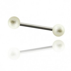 barretta in acciaio chirurgico palline colore perla bianca dm1,6 mm