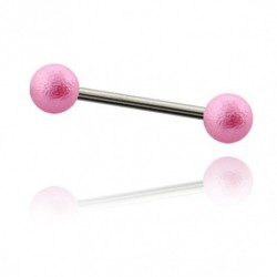 barretta in acciaio chirurgico palline colore perla rosa dm1,6 mm