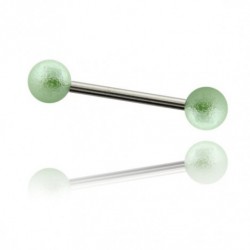 barretta in acciaio chirurgico palline colore perla verde dm1,6 mm