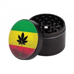 V-Syndicate Sharpshred Grinder 50mm 4 parti Rasta con Foglia Nera